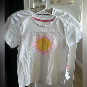 Lot of 2 a EGG NY girls t-shirts, size 8, sun, yoga, beach